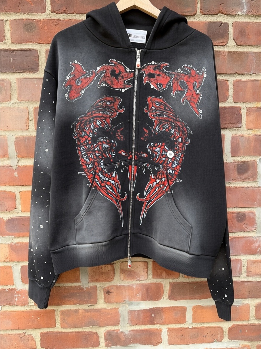 Lost intricacy black/red patch zip-up internal warfare collection size large NWT